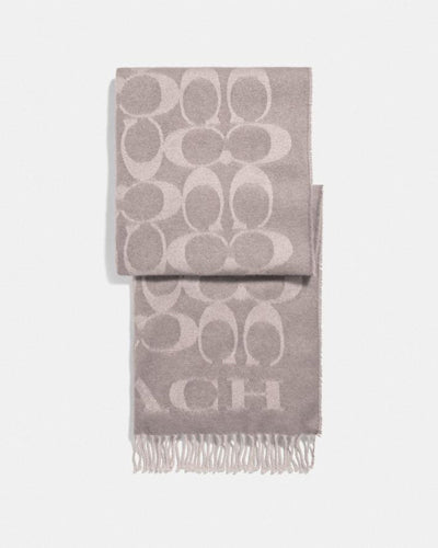 Oversized Signature Coach Scarf Grey