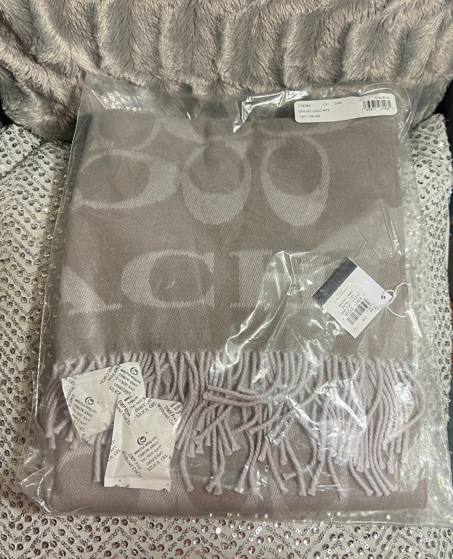 Oversized Signature Coach Scarf Grey