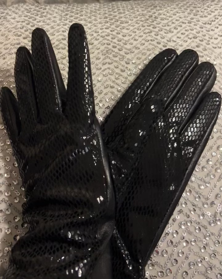 Razzle Dazzle Snakeskin Print Gloves