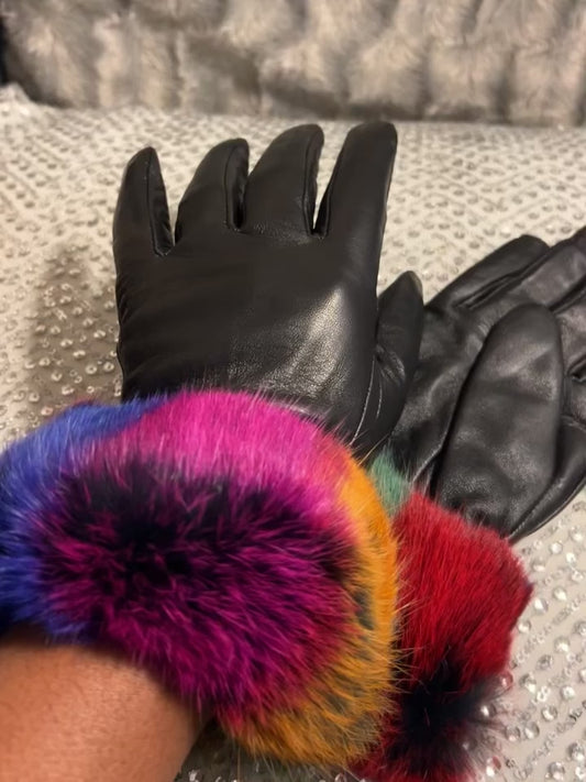 Wild Thang Leather and Mink Gloves