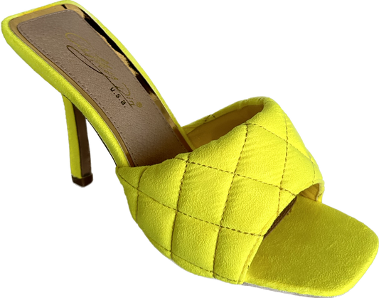 Diamond Vegan Suede Heel Neon Yellow