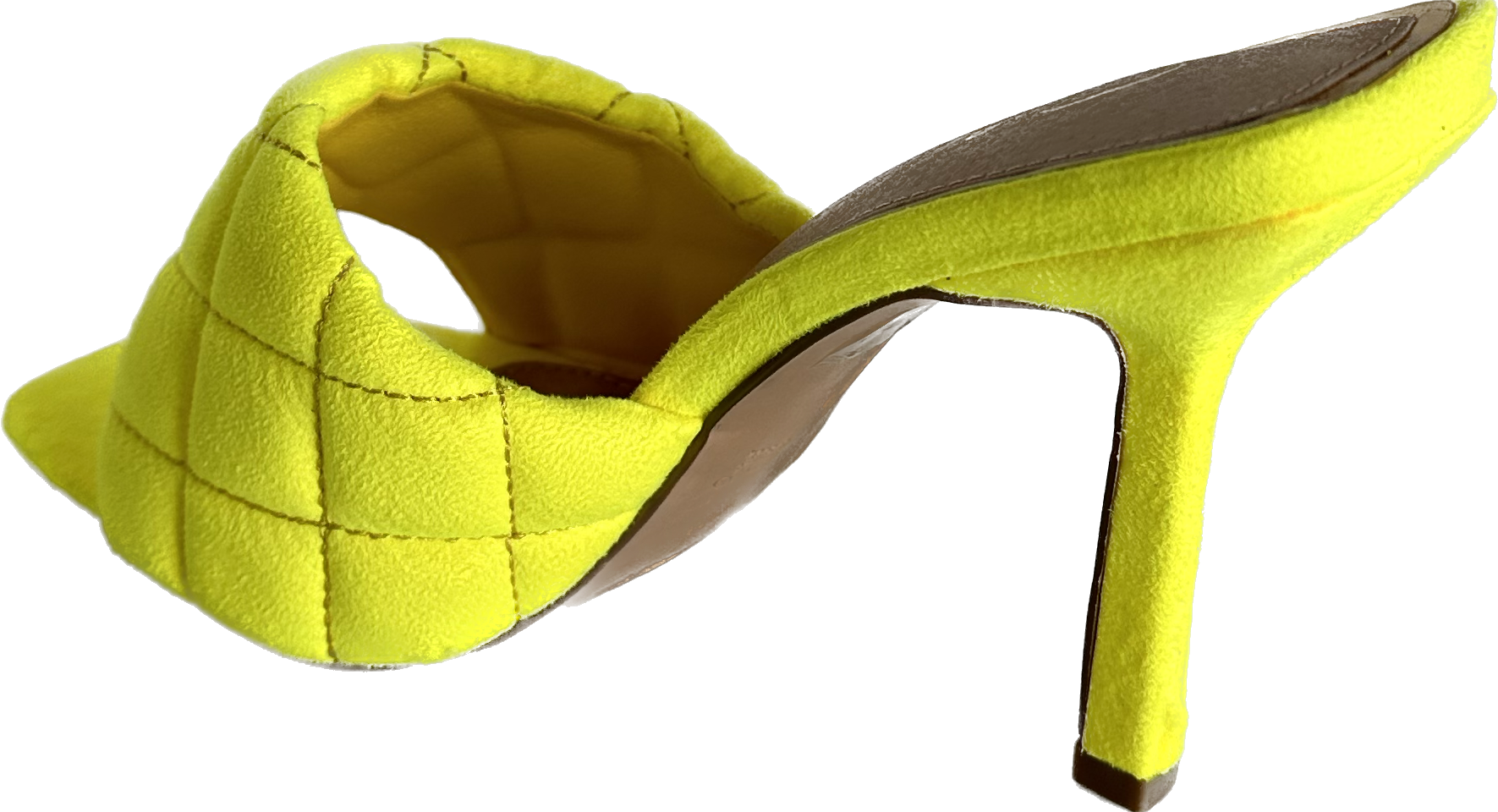 Diamond Vegan Suede Heel Neon Yellow