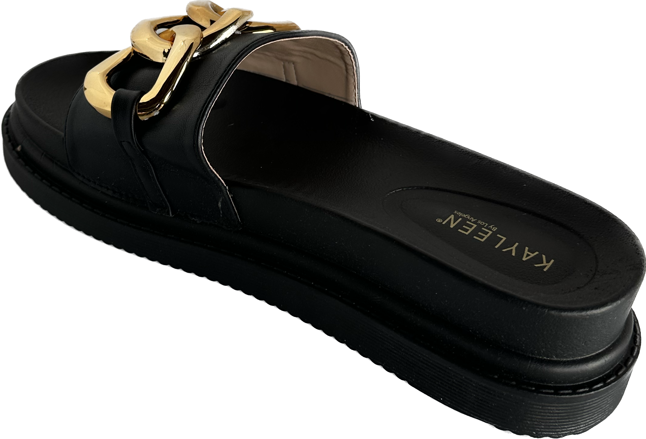 Brionna Black & Gold Cuban Link Sandal