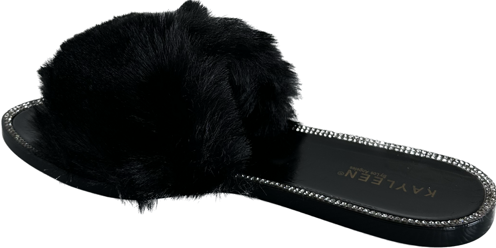 Fluffy Slides Black