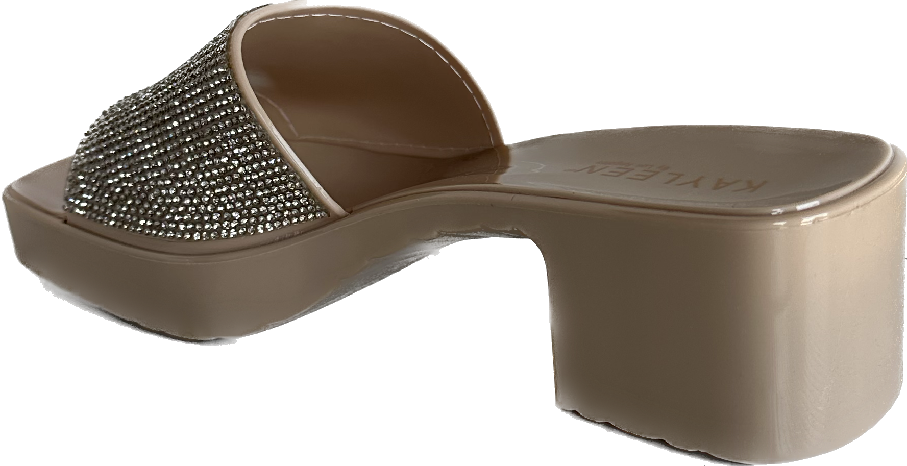 Sexy Nude Rhinestone Kitten Heel