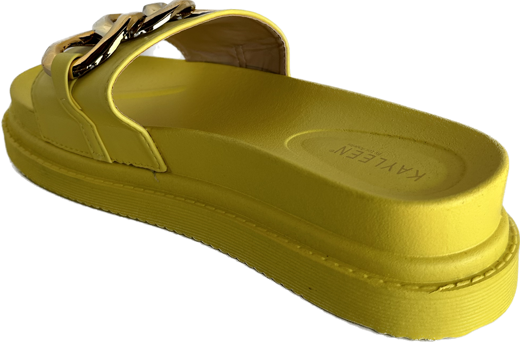Brionna Yellow & Gold Cuban Link Sandals